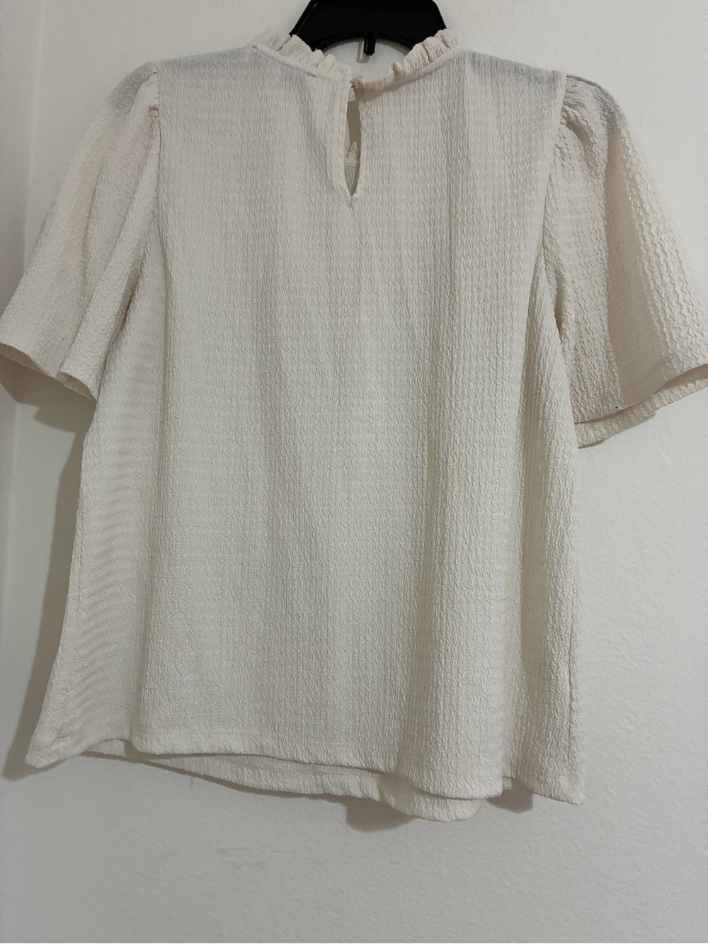 LOFT Cream Textured Ruffle-Neck Tunic - Picture 9 of 12